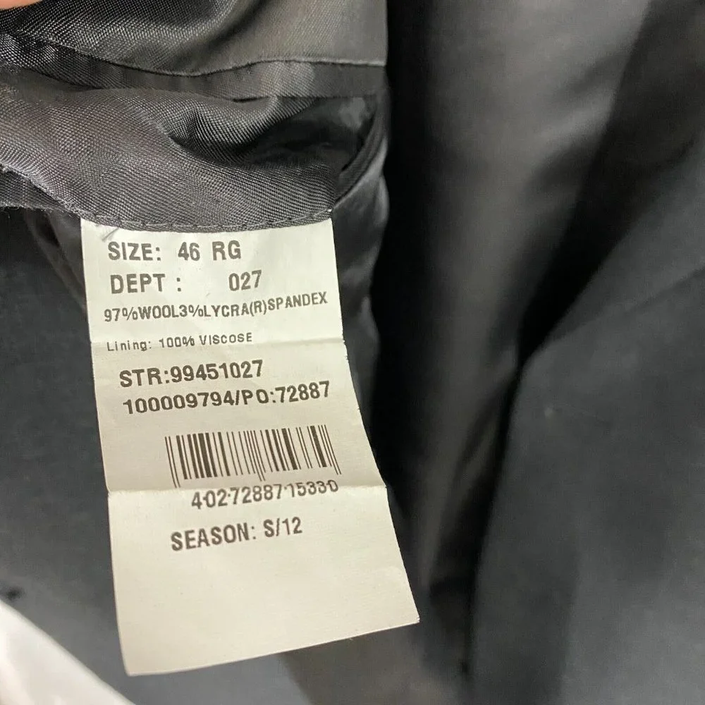Brooks Brothers Stretch Wool Blazer Sport‎ Coat Men's 46R Gray Suit Jacket